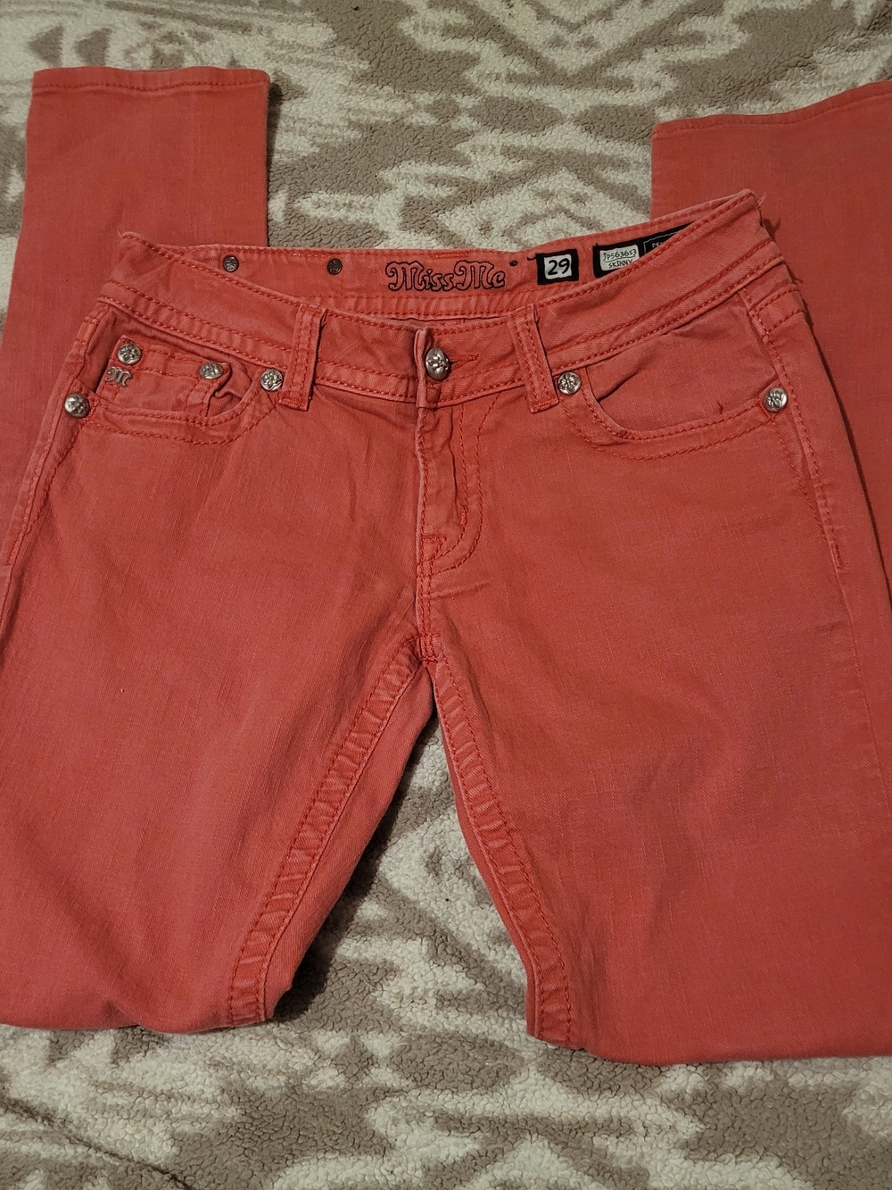 Miss Me Skinny Jeans in Coral-Red